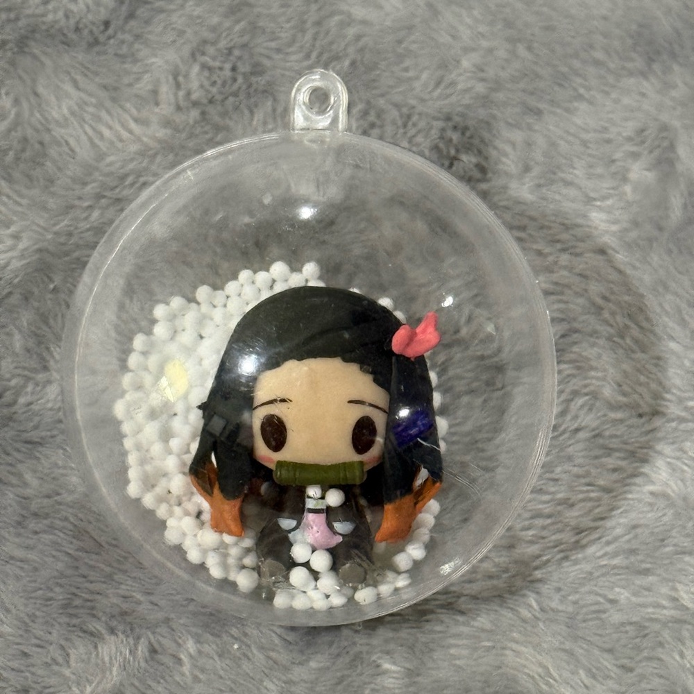 Nezuko Kamado from Demon Slayer 3in clear ornament with snow accent! New!